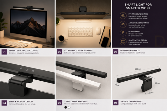 Monitor Light Bar for Eye Comfort & Productivity | Deskora