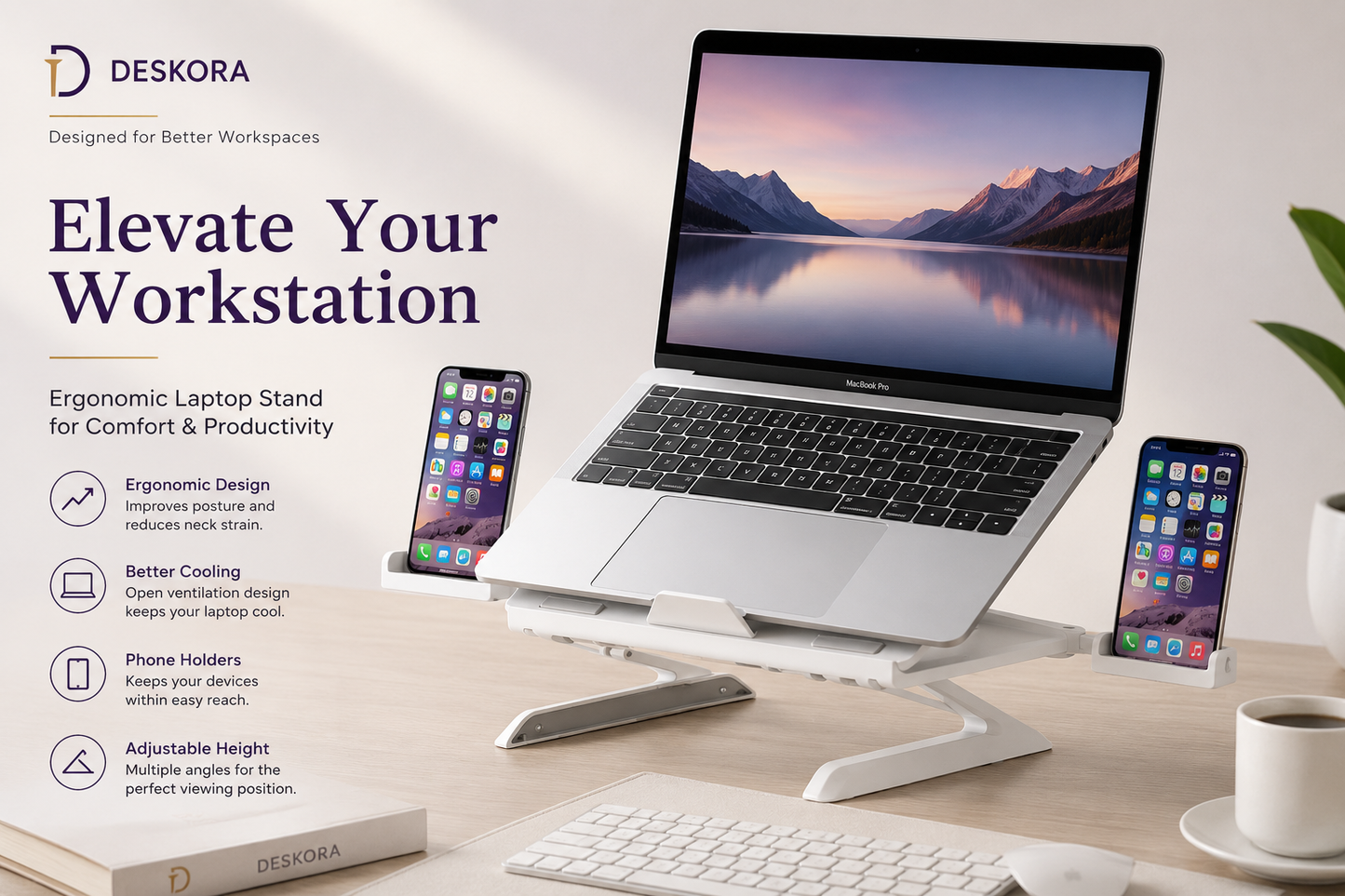 Adjustable Aluminum Laptop Stand | Deskora