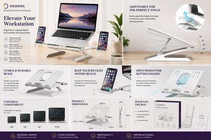 Adjustable Aluminum Laptop Stand | Deskora