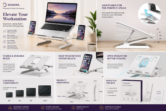 Adjustable Aluminum Laptop Stand | Deskora