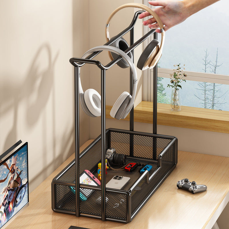 Headphone Stand with Storage Tray|Deskora